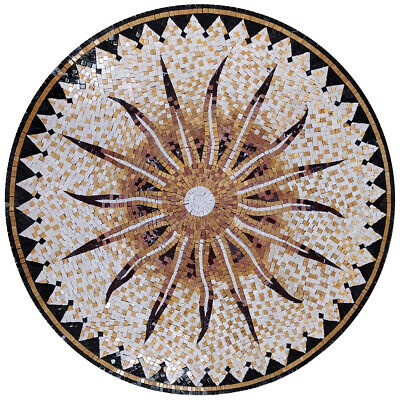 Md200, 29.53" Celestial Flaming Sun Round Mosaic Tile