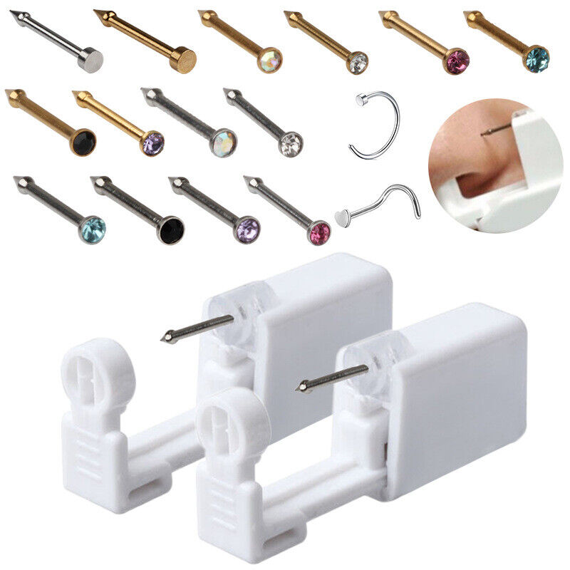 Gem Nose Studs Piercing Gun Piercer Disposable Safe Sterile Piercing Unit T P1ub