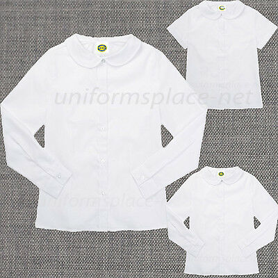 Girls Shirt Peter Pan Collar Blouse Short Sleeve, Long Sleeve School Uniforms