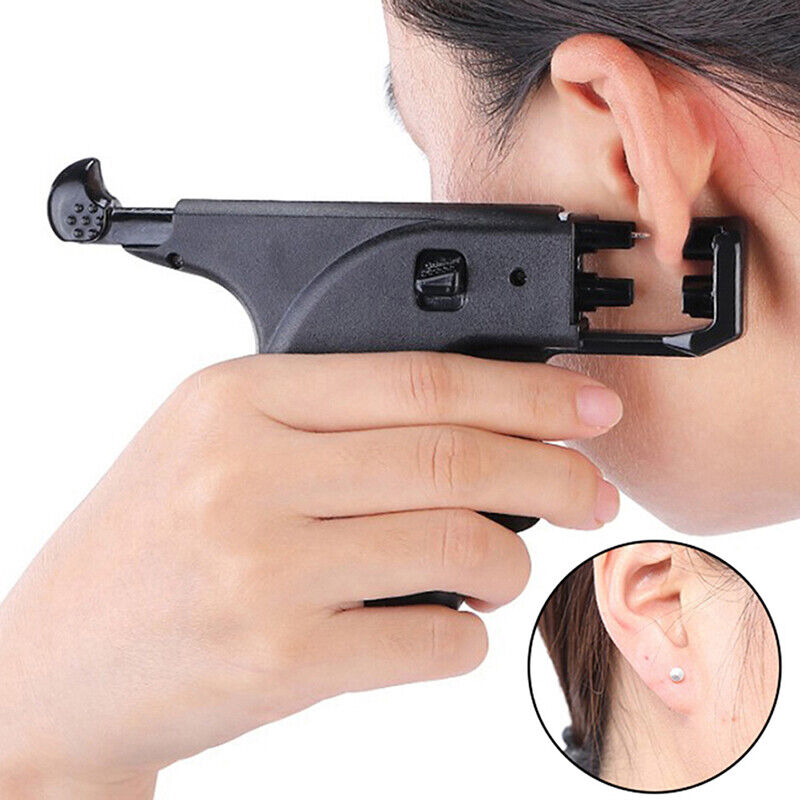 Safety Ear Piercing 98pcs Plug Studs Kit Tool Set Ear Nose Navel Body Piercing^