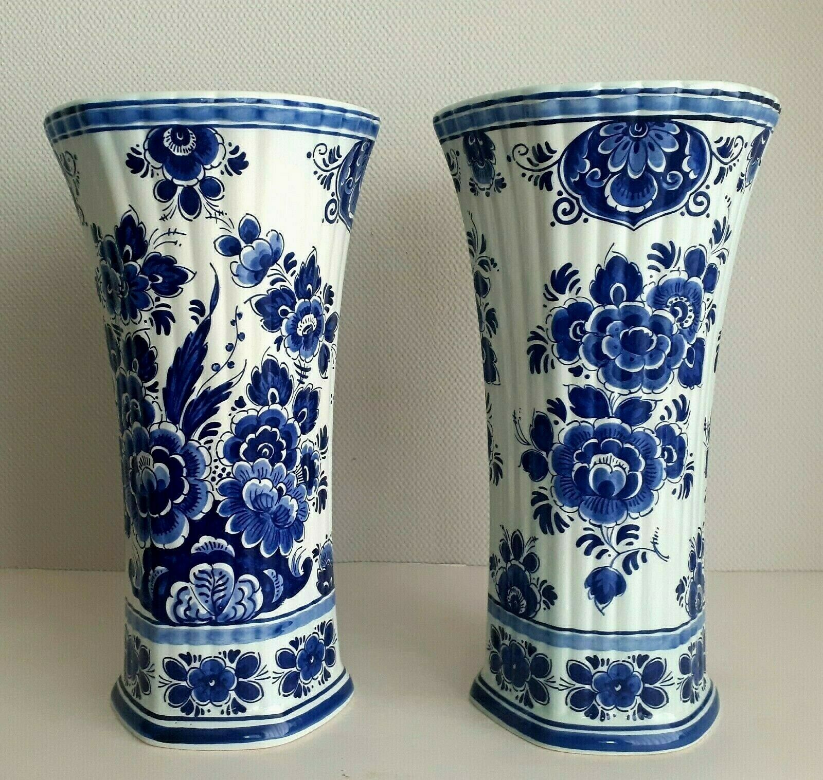 Royal Delft - Tall Cup Vase 11.8 Inches - Hand Painted