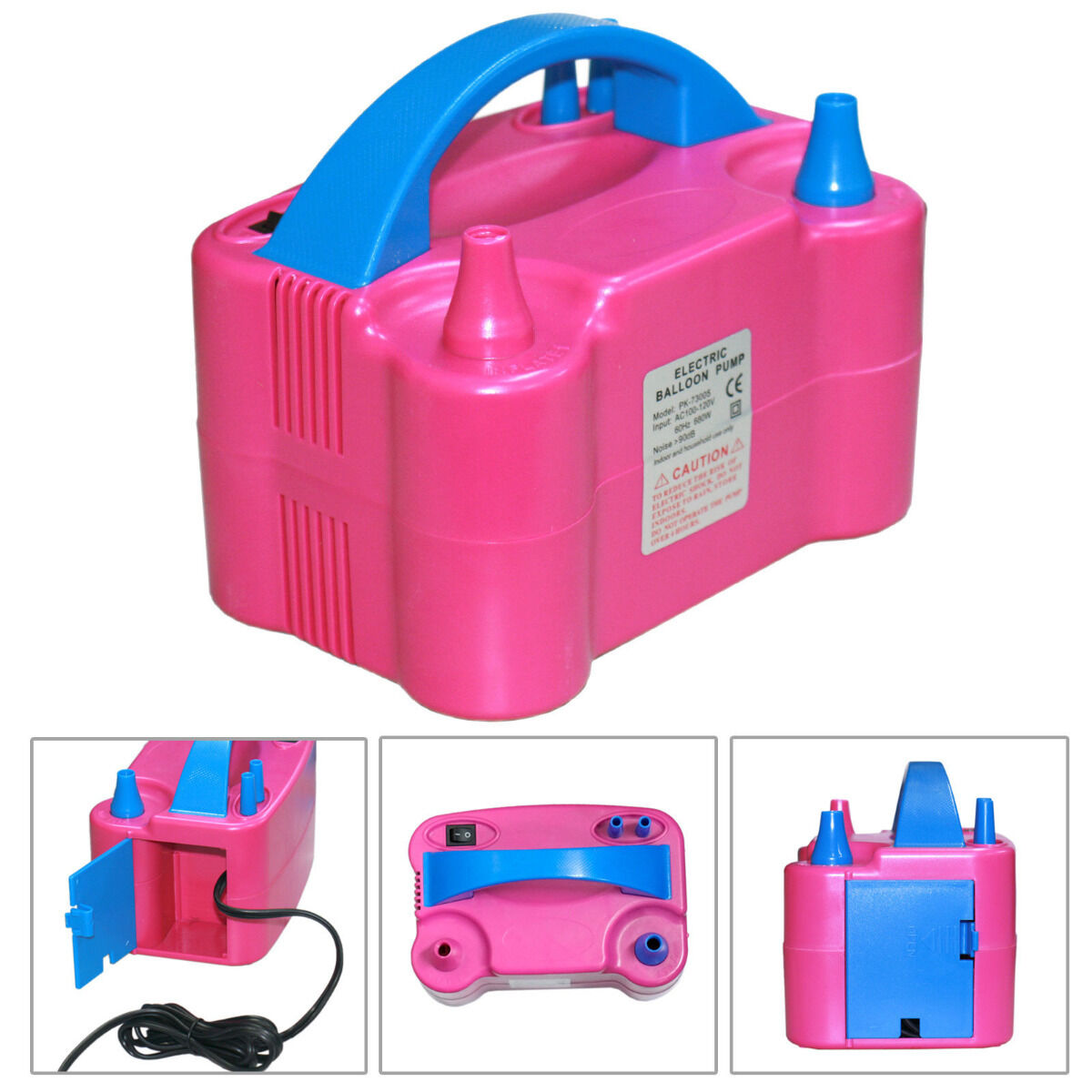 Portable Double Electric Balloon Air Pump Inflator 110v Blower Party Pink