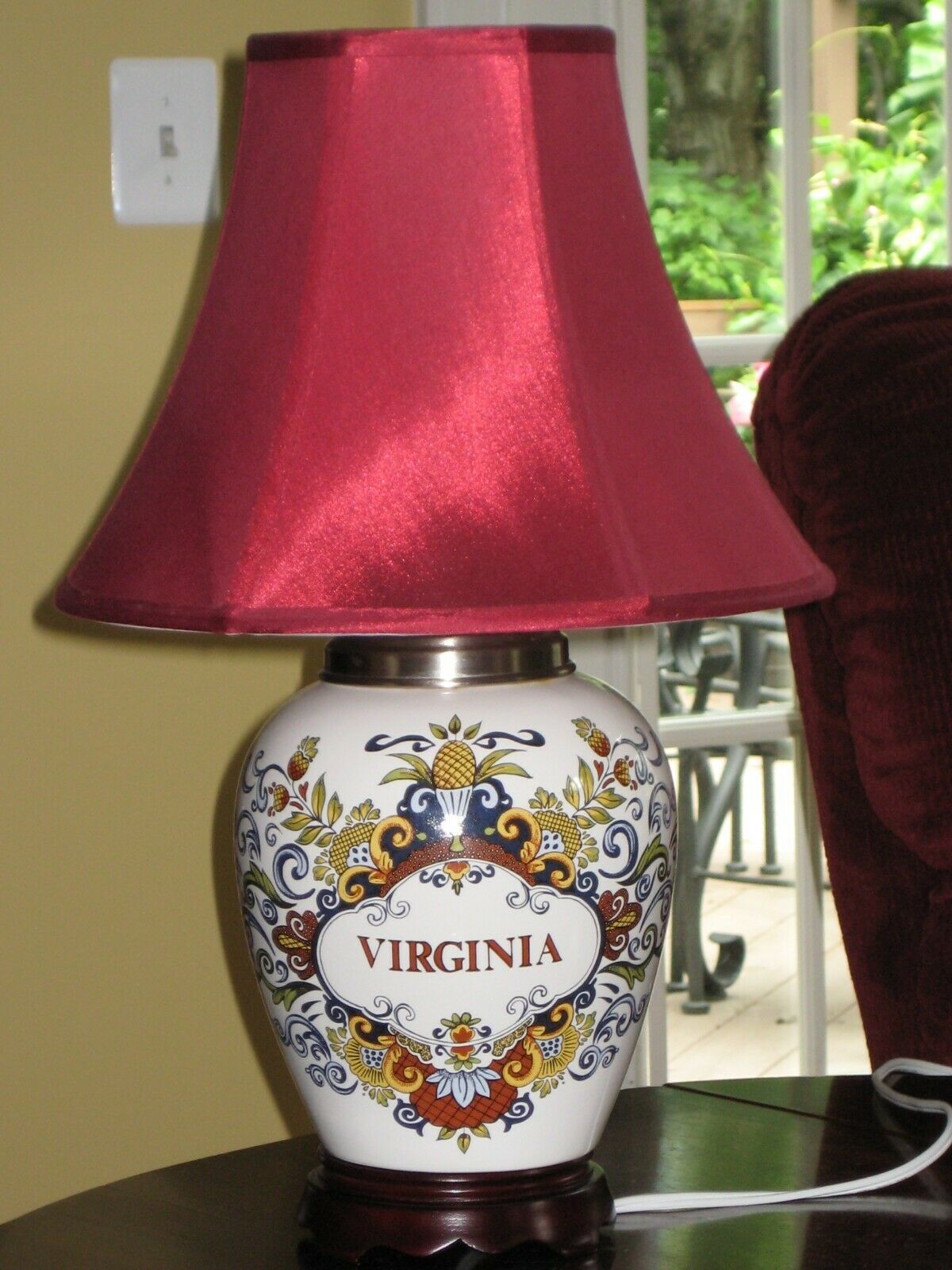Delft Apothecary Or Tobacco Jar Lamp 20" Olde Virginea Jar Company "virginia"