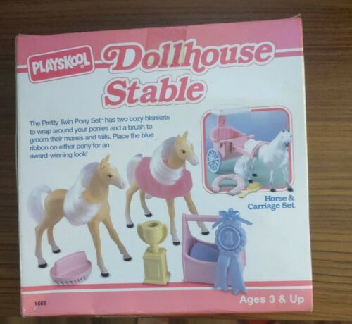 1994 Playskool Dollhouse Stable Pretty Twin Pony Set New In Box Rare