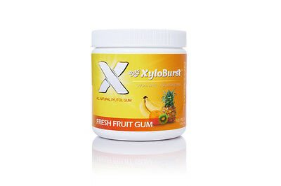 Xyloburst Fresh Fruit Xylitol Gum 100 Count Jar - Aspartame Free & Vegan