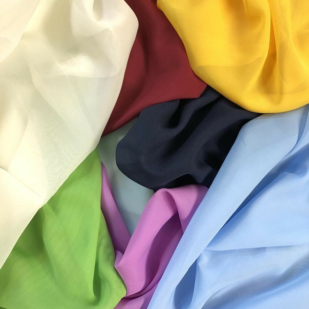 Solid Chiffon Fabric Polyester Dress Sheer 58'' Wide By The Yard All Colors