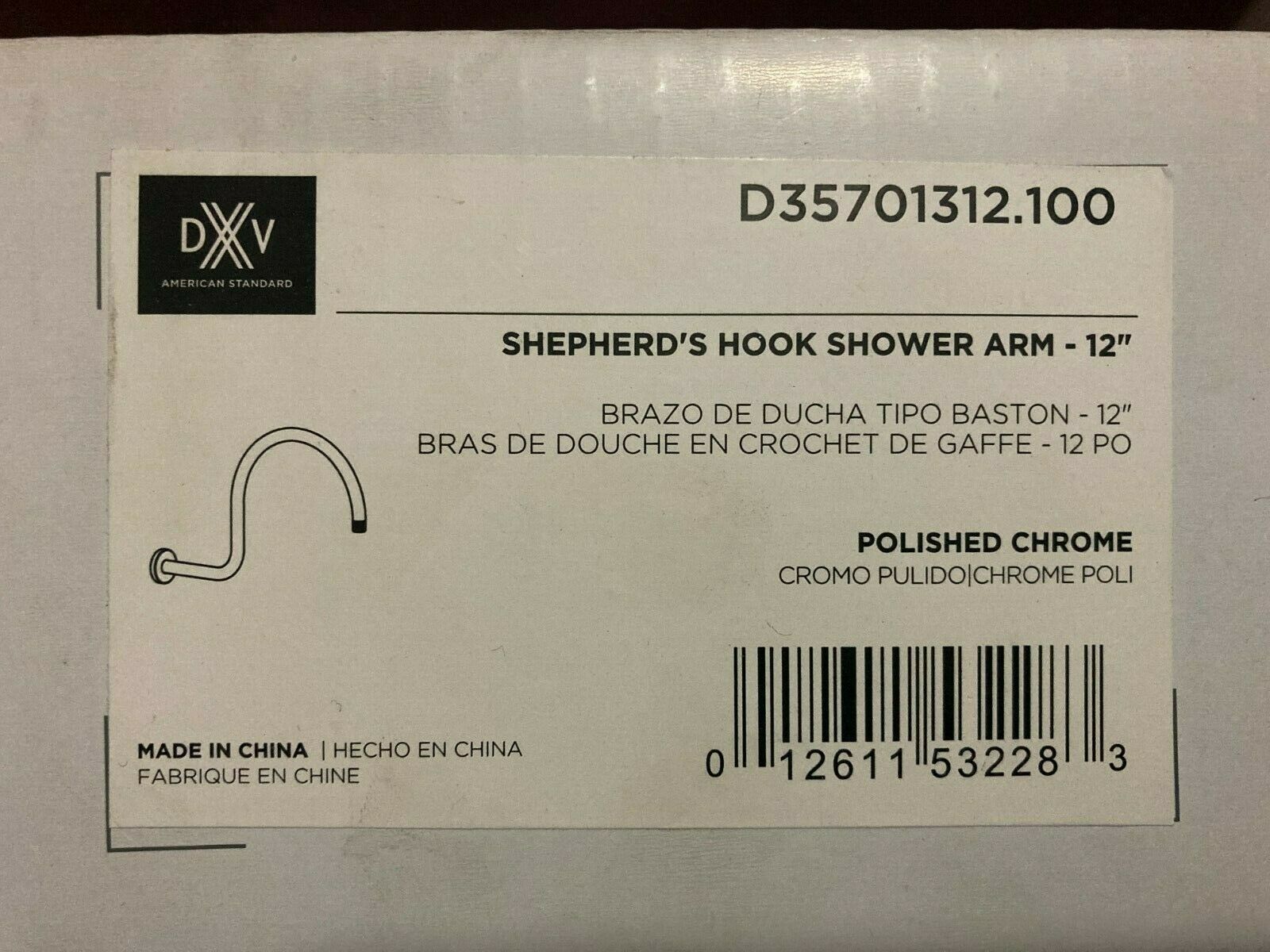 Dxv D35701312.100 Shepherd's Hook Shower Arm & Flange 1/2 Inch Polished Chrome