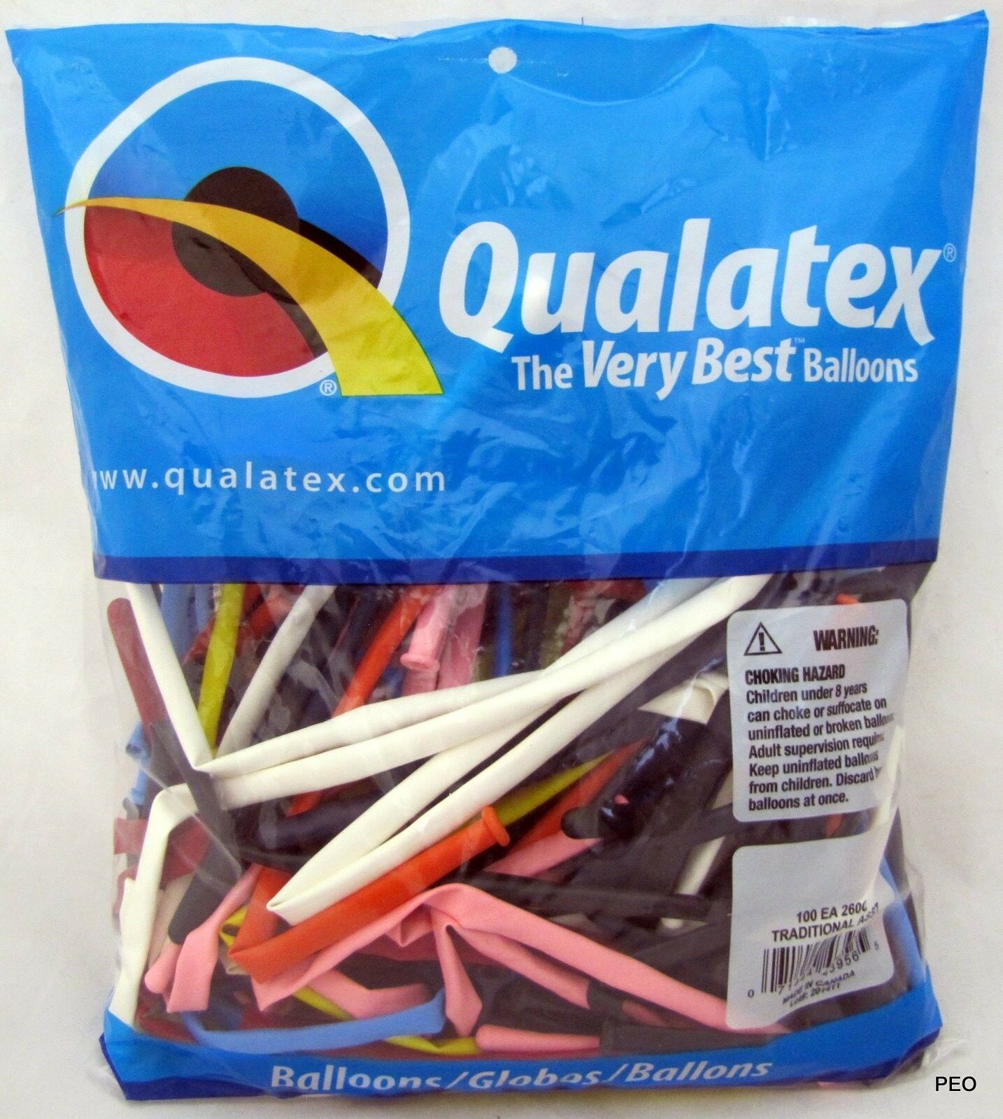 Qualatex Balloons Traditional Assort Animal Twist Multi 100 Count Bag 260 Size