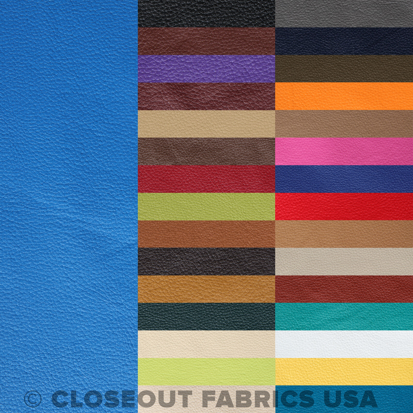 Vinyl Fabric - Faux Leather Pleather Fabric - Upholstery Fabric - 30 Colors