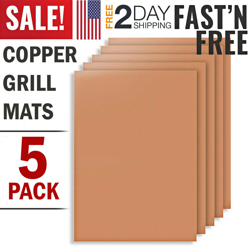 5 Bbq Copper Grill Mats Baking Mats Non Stick Mat Pad Bake Cooking Sheet Liner