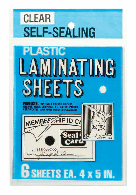 Seal A Card Plastic Clear Laminating Sheets/ No Tools Needed #64521 1 Pack/6 Pcs