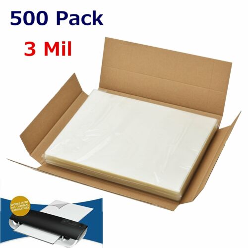 3 Mil Letter Size Clear Thermal Hot Laminating Pouches 500 Pack - 9 X 11.5 Sheet